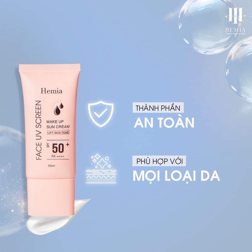 Kem chống nắng Hemia Hàn Quốc dành cho mặt - Dưỡng trắng, kiềm dầu, chống lão hóa bảo vệ da, make up nâng tone da | BigBuy360 - bigbuy360.vn