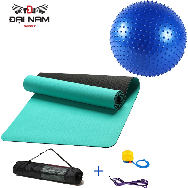 Bộ Thảm Tập Yoga TPE 6mm 2 Lớp + Bóng Tập Yoga Có Gai Cao Cấp Chính Hãng Đại Nam Sport