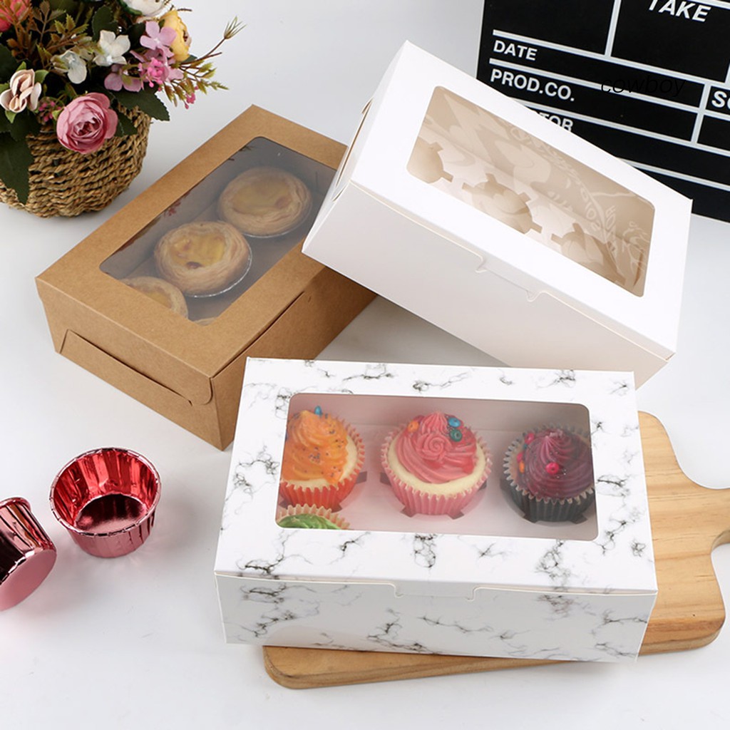 Bộ 10 Hộp Giấy Kraft Đựng Bánh Cupcake Kèm Bảng Cắt