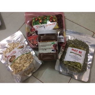 Combo 4 in 1: hạt bí, cacao, táo đỏ, điều sữa