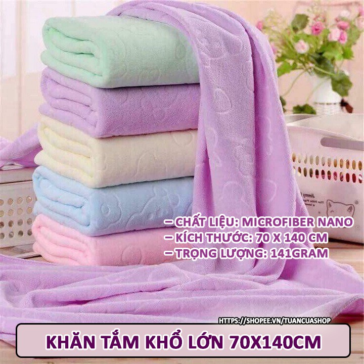 Khăn tắm khổ lớn 70x140cm siêu mềm mịn xuất Nhật - Khăn cao cấp mềm mại đủ 6 màu (KN1m4)