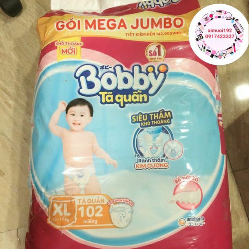 Tã quần Bobby mega L111 + 9 miếng
