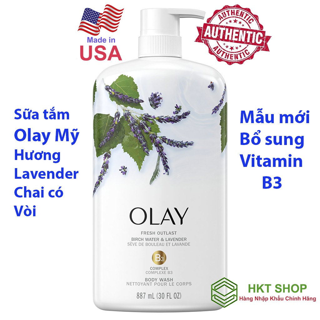 [USA] Sữa tắm Olay hương hoa Lavender (Purifying birch Water&Lavender) 887ml - Nhập khẩu từ Mỹ giá tốt