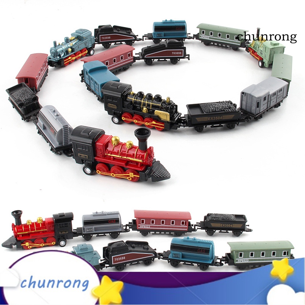 Set 4 mô hình tàu lửa hơi nước mini cổ điển cho bé