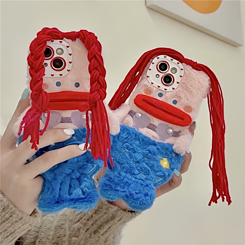 Ốp Điện Thoại Kiểu Đuôi Cá Vải Lông Xù Đáng Yêu Cho iPhone 14 13 12 11 Pro Max 14pro X XR XSMAX