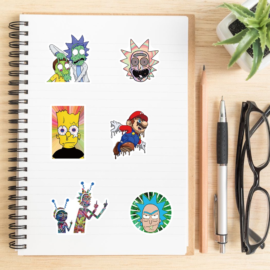 Bộ 52 miếng dán trang trí hình nhân vật hoạt hình đáng yêu