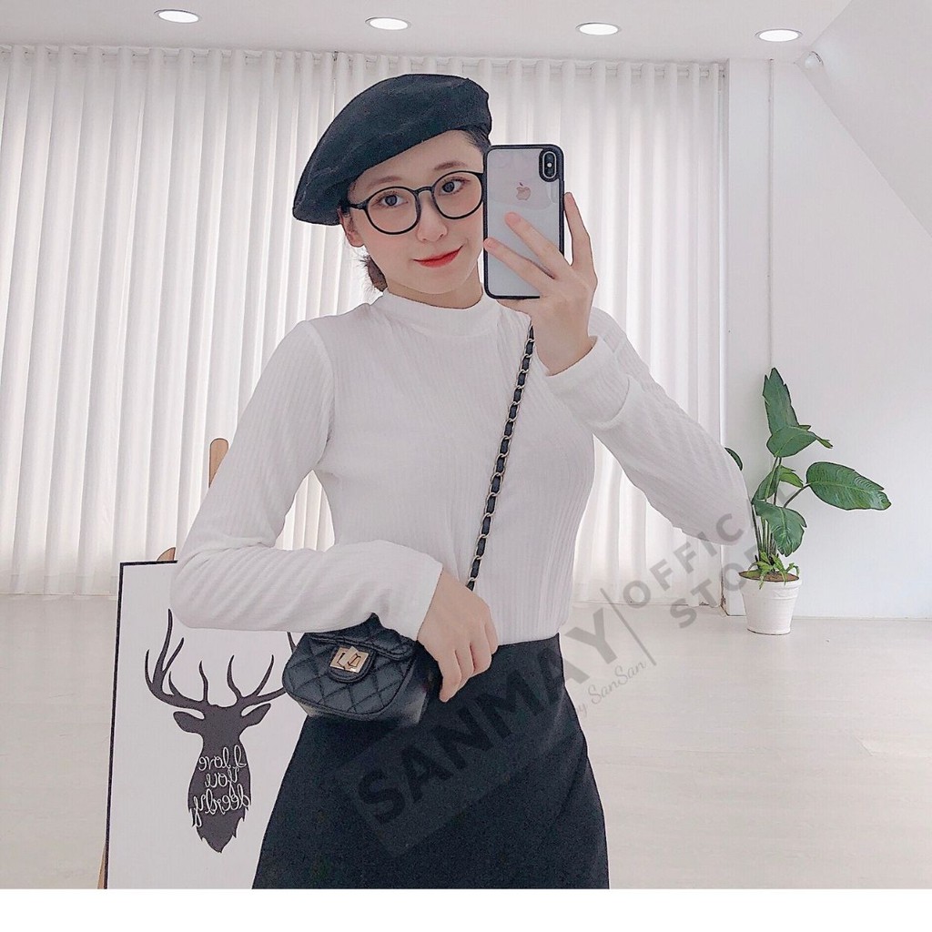 Áo Len Tăm Dài Tay SANMAY Áo Len Nữ Tay Dài cổ lọ kiểu Ulzzang Hàn Quốc Thiết kế Dáng Basic AO025 | BigBuy360 - bigbuy360.vn