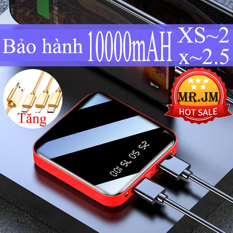 [Cam Kết Hàng Mới]⭐️⭐️Mini⭐️⭐️Sạc dự phòng Dung Lượng thực 10.000mAh 2 Cổng USB Output  kèm đèn pin chiếu sáng