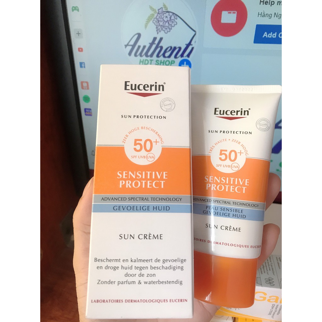 Kem chống nắng Eucerin Sensitive Protect Sun Crème SPF50+ (Bill Pháp)