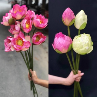 Cành Hoa Sen Quan Âm - Lễ Vu Lang - Hoa vải trang trí chất lượng.