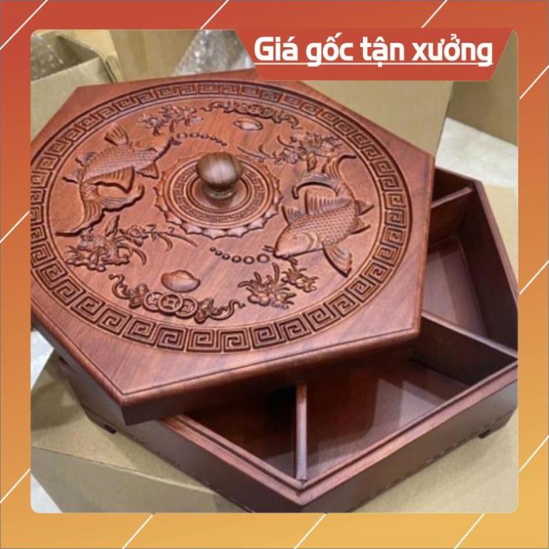 Khay Đựng Bánh Kẹo Ngày Tết bằng Gỗ Hương Lục Giac - khay đựng mứt tết bằng gỗ