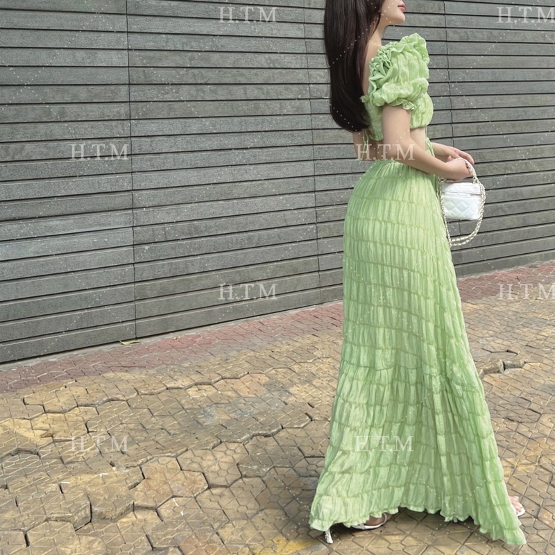 Maxi khoét eo cột nơ