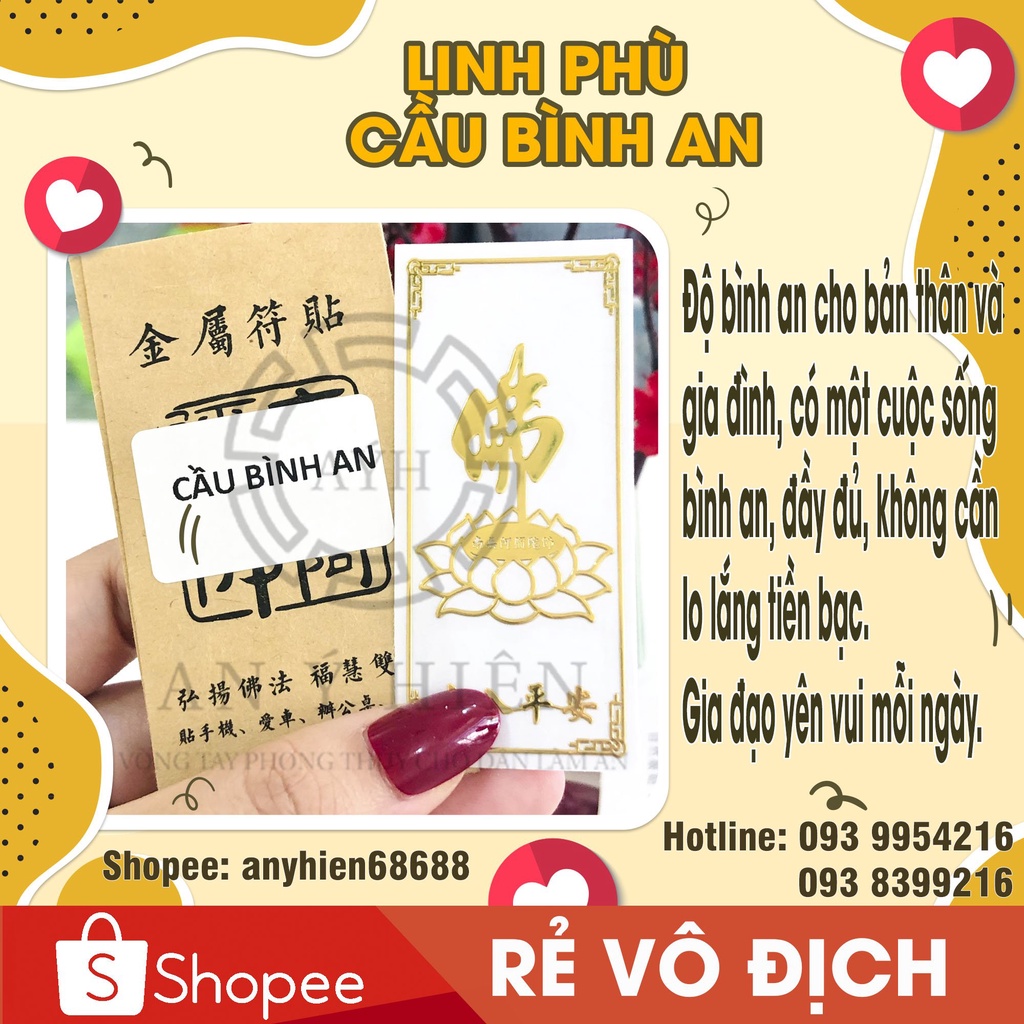 Lá dán Cầu bình an ( Đã trì chú, Decal linh phù dán điện thoại - Giá Sỉ)