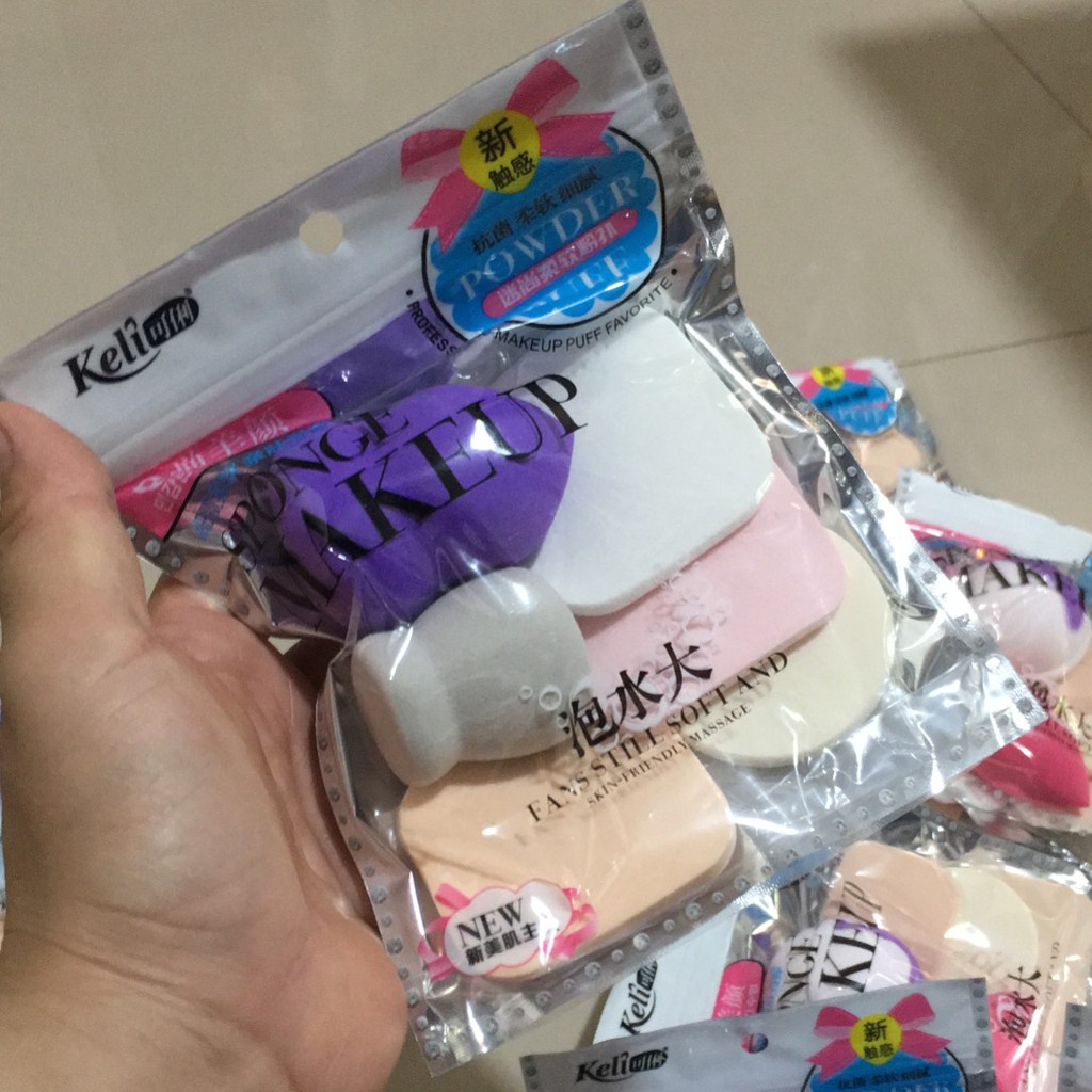 NO: 6577 Bộ 6 Bông phấn tán kem, trang điểm siêu tiện lợi Keli giao mẫu ngẫu nhiên