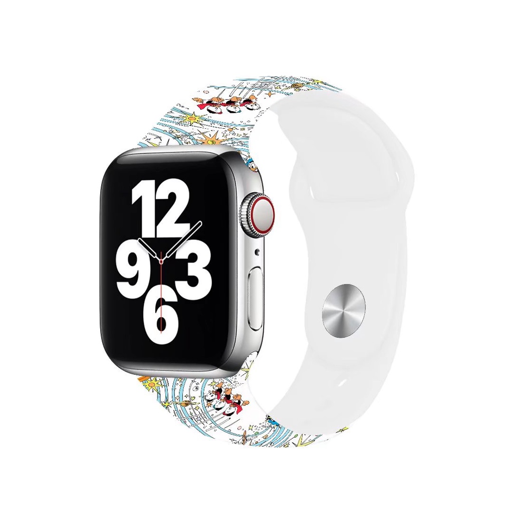 Dây Đeo Silicon Họa Tiết Vịt Donald Hoạt Hình Cho iWatch 38 40 41 42 44 45mm Series 8 7 6 SE 5 4 3 2 1