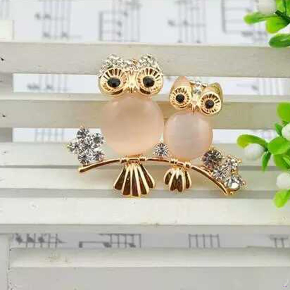 Ghim Cài Áo Hình Chim Cú Bằng Hợp Kim Đính Đá Thời Trang Cho Nữ