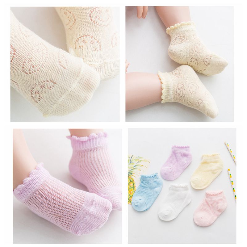 Set 5 Đôi Vớ Cotton Mềm Mại Thoáng Khí Màu Sắc Đơn Giản Cho Bé 0-8 Tuổi