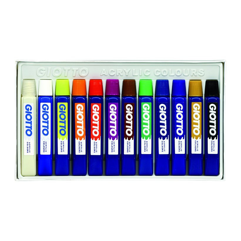 Hộp 12 tuýp màu vẽ Giotto Acrylic Colours (Ý)