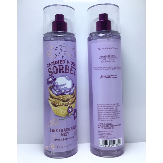 🍨🍡Xịt thơm Candied Violet Sorbet body mist Bath & Body Works 𝟮𝟯𝟲𝗺𝗹 & 33𝒎𝒍✨