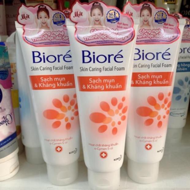 Sữa rửa mặt Biore Skin Caring Facial Foam Sạch mụn & Kháng Khuẩn 100g