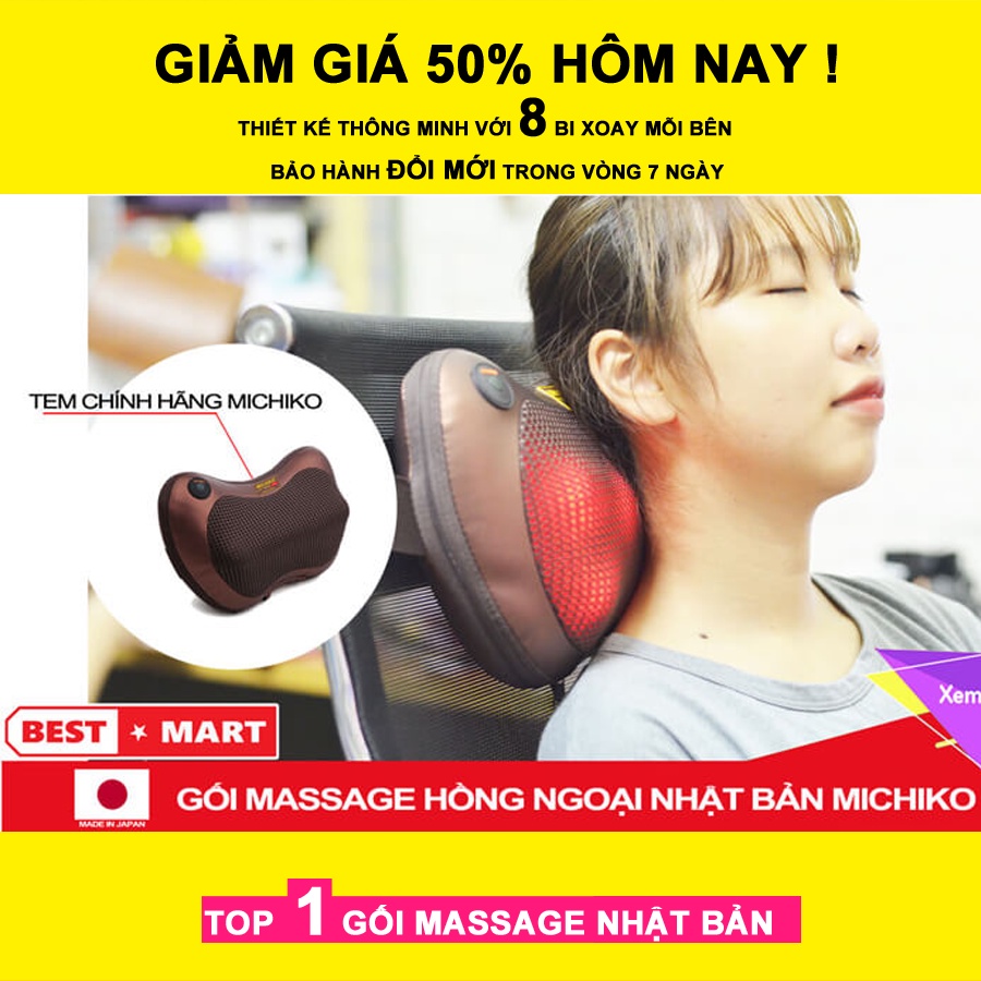 Gối Massage Hồng Ngoại Michiko Nhật Bản