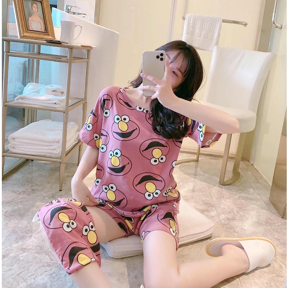Bộ đồ mặc ở nhà dành cho nữ nhiều hoạ tiết dễ thương chất cotton co dãn thoải mái