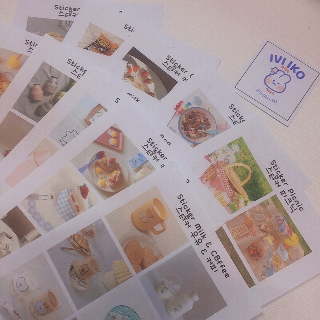 IVI IKO | Combo sticker tự cắt phong cách Hàn Quốc, trang trí sổ siêu xinh