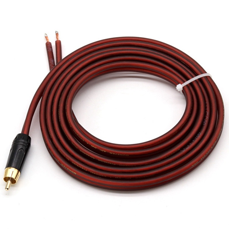 Cáp loa RCA Dây loa trần sang phích cắm RCA , Thay thế bộ chuyển đổi đầu nối phích cắm RCA sang dây trần Mở Video âm thanh