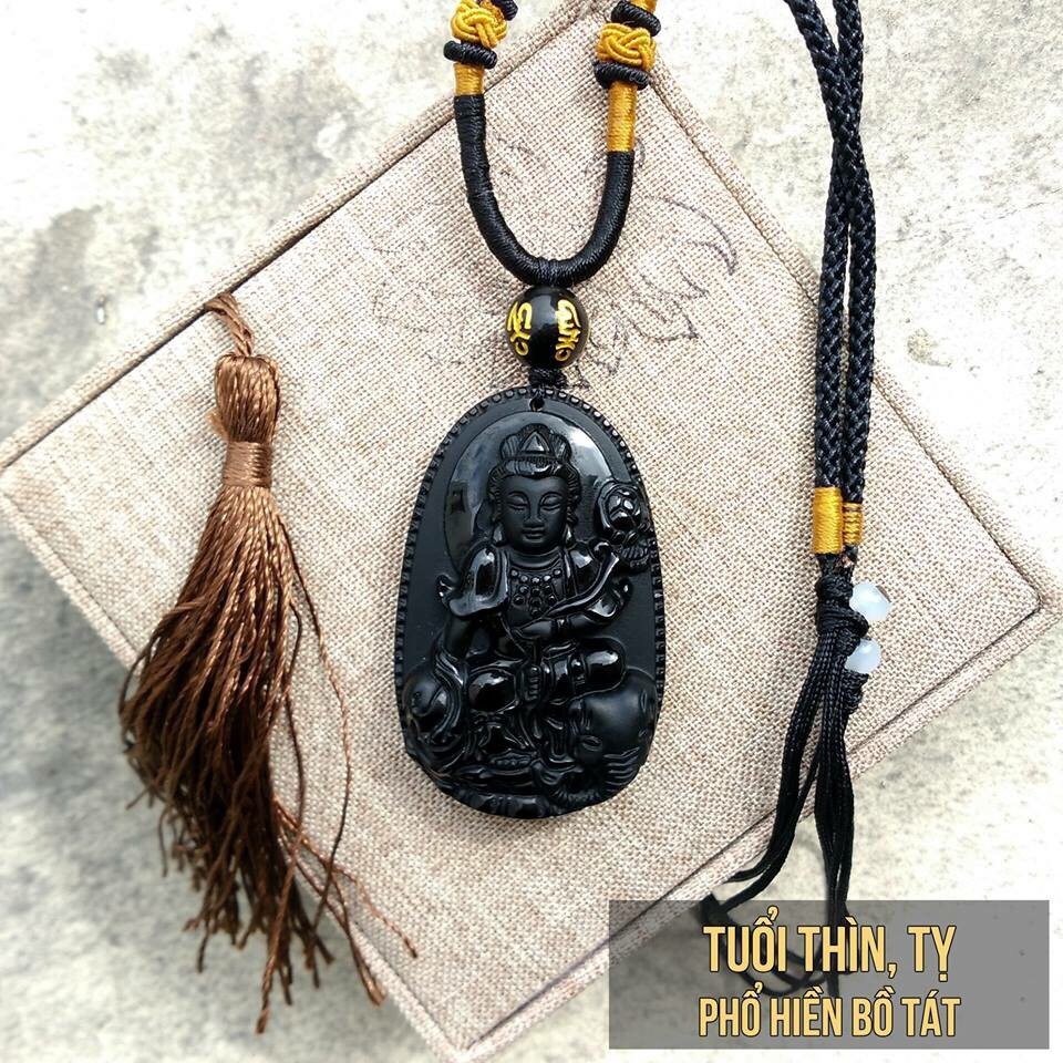 Mặt Phật Bản Mệnh đá Mã Não đen cho 12 con giáp Tặng kèm dây đeo - Trang sức Phong Thủy