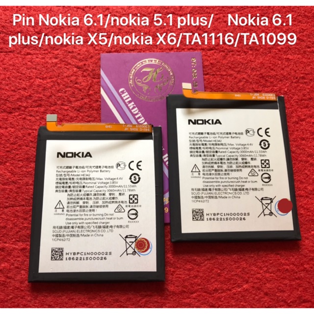 Pin Nokia 6.1/nokia 5.1 plus/nokia 6.1 plus/nokia x5/nokia x6/Ta1116/Ta1099(mã pin HE342)