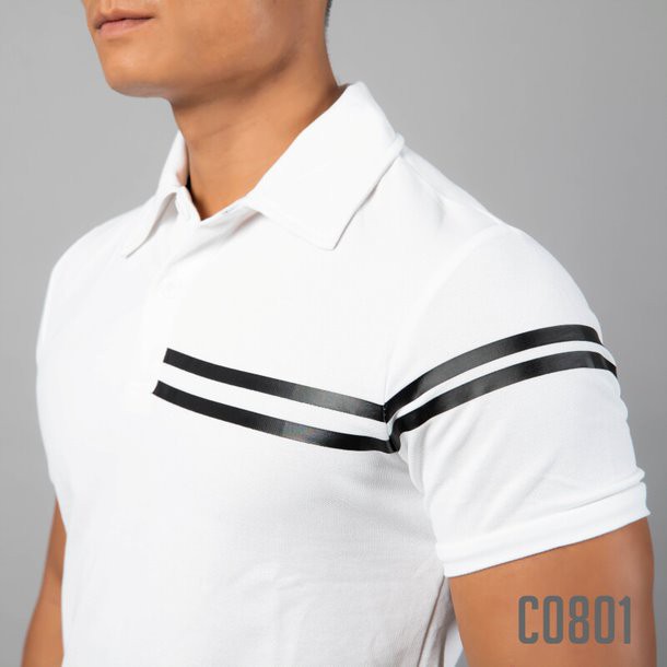 Áo ngắn tay có cổ - Áo polo 3 vạch trắng ngực cao cấp Gym Max c0801