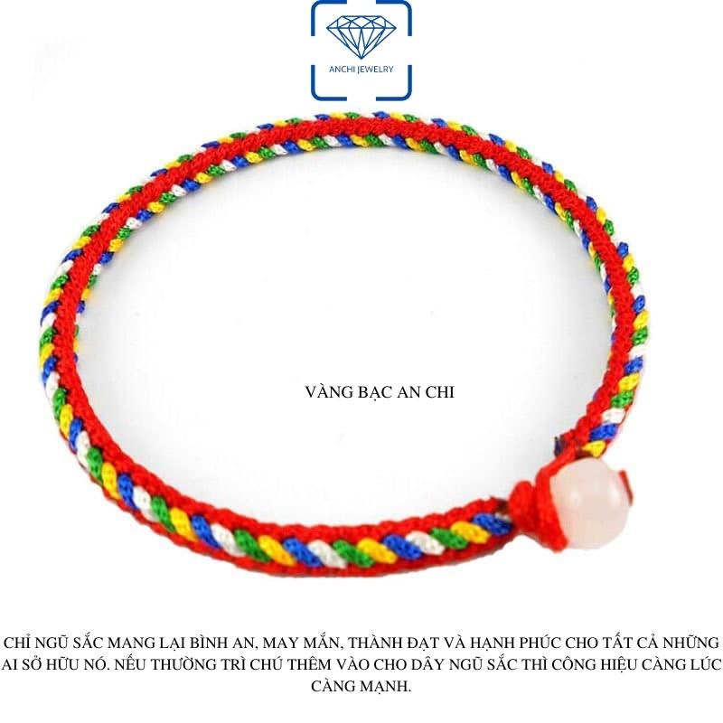 Vòng tay chỉ ngũ sắc Tây Tạng mix lu thống may mắn, Anchi jewelry