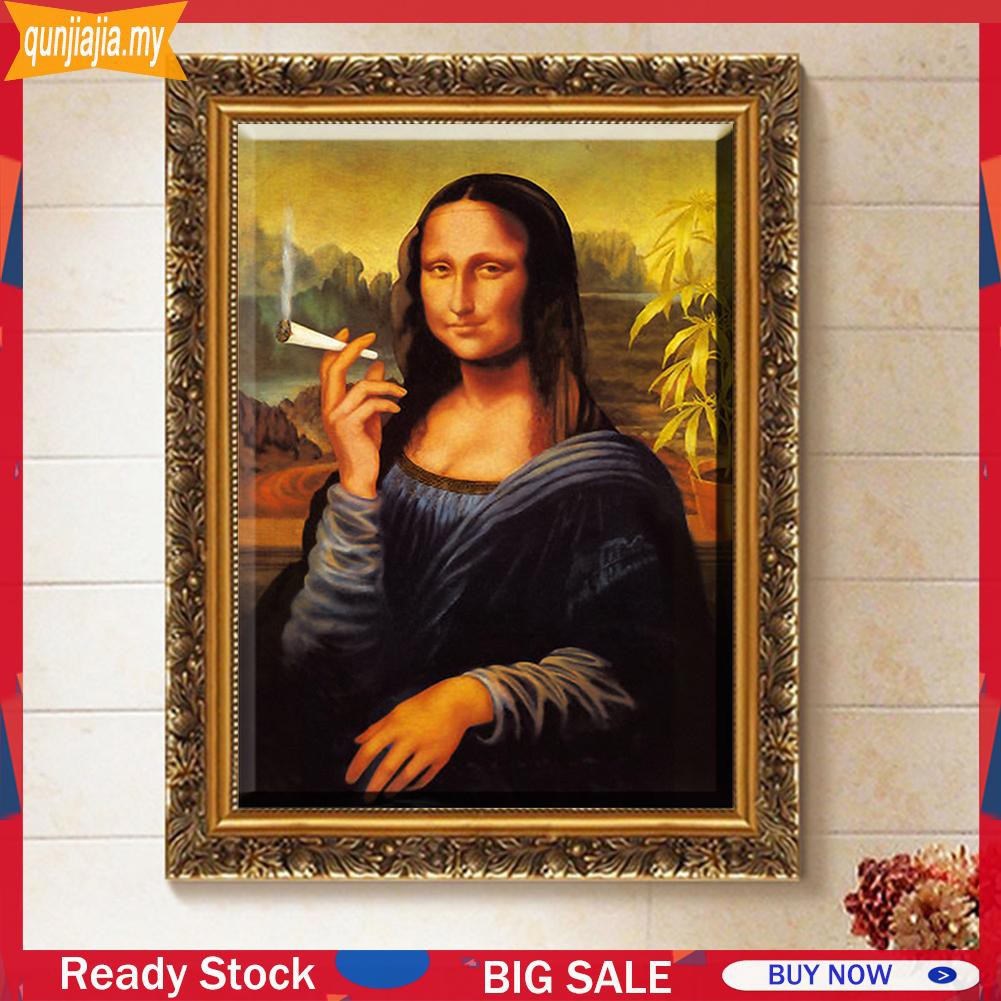 Tranh Vải Canvas Treo Tường Trang Trí Hình Chúa Jesus Mona Lisa Kiểu Vintage