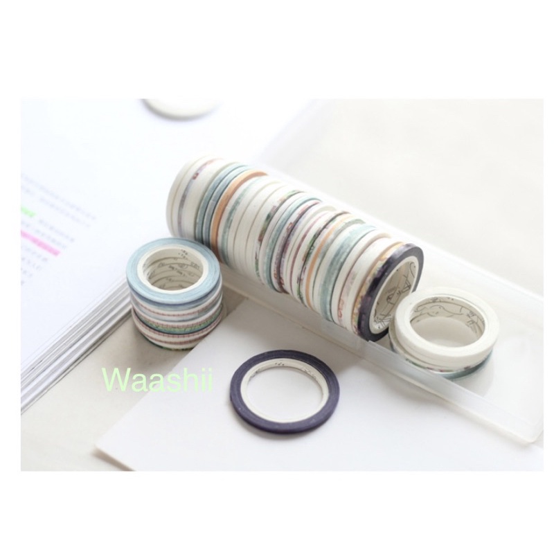 Set 10 cuộn băng keo washi tape trang trí dòng cho sổ tay, nhật ký, bullet journal