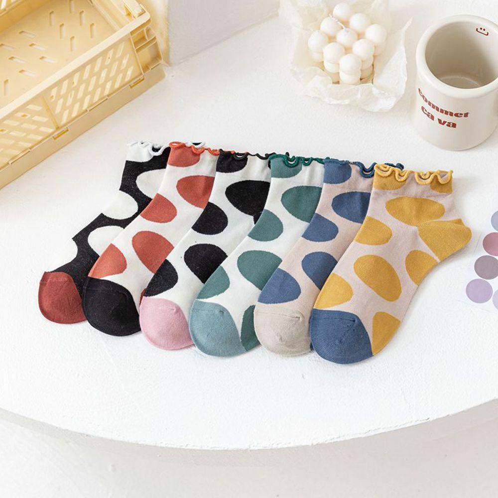 AROMA Vớ Cotton Cổ Ngắn Họa Tiết Da Bò Sữa Phong Cách Harajuku Thanh Lịch Cho Nữ