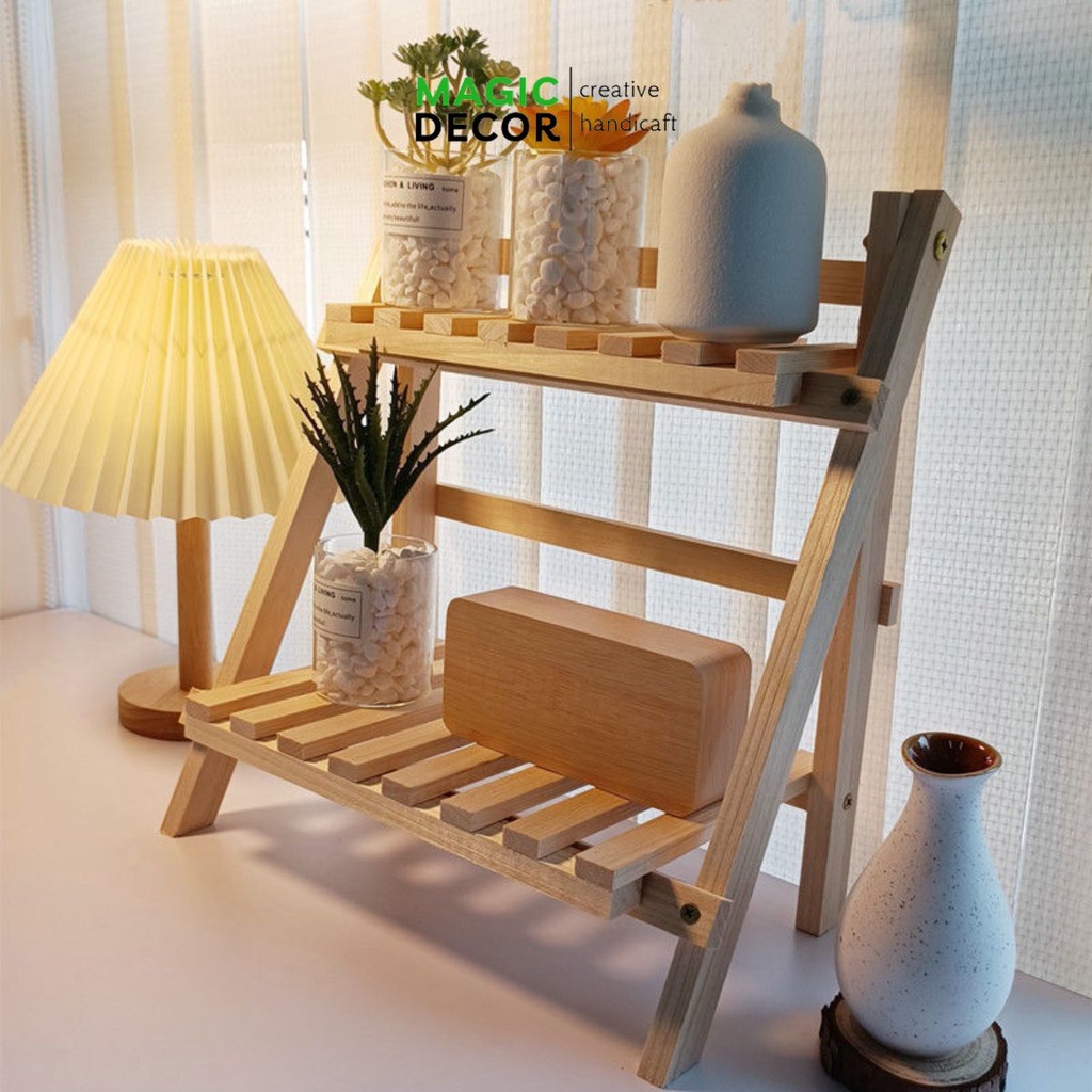 Kệ gỗ để bàn 2 tầng mini decor trang trí tiện lợi - MAGIC DECOR