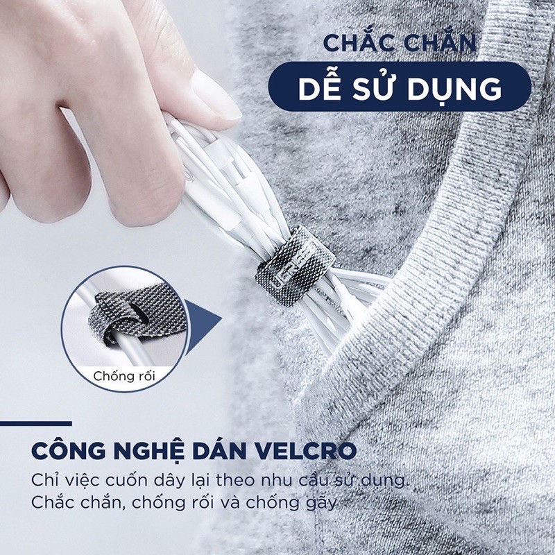 Băng gai cuốn gọn dây sạc dây tai nghe dây điện dây cáp UGREEN Cao cấp