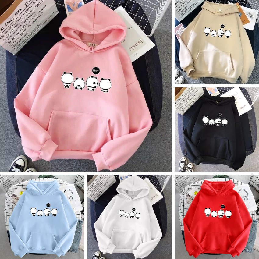 Áo khoác Hoodie form rộng sweater nỉ Ulzzang 4 chú gấu trúc Hot trend Thời Trang Thu Đông siêu đẹp haiianhh2016 | BigBuy360 - bigbuy360.vn