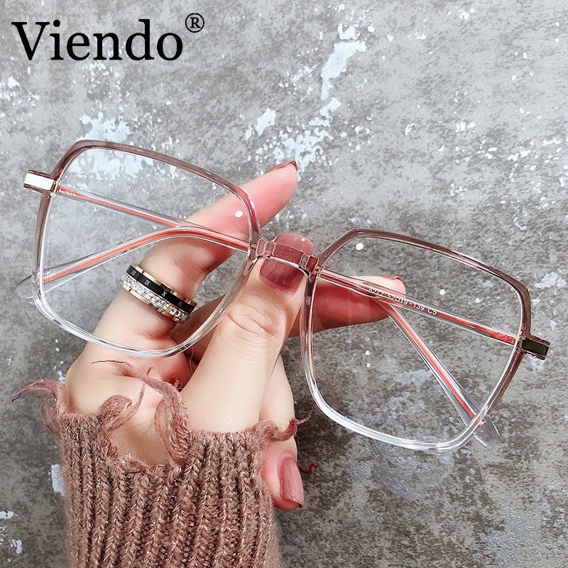 Kính cận VIENDO gọng vuông to đổi màu chống ánh sáng xanh/ tia UV thời trang Hàn Quốc có cắt độ cận theo yêu cầu
