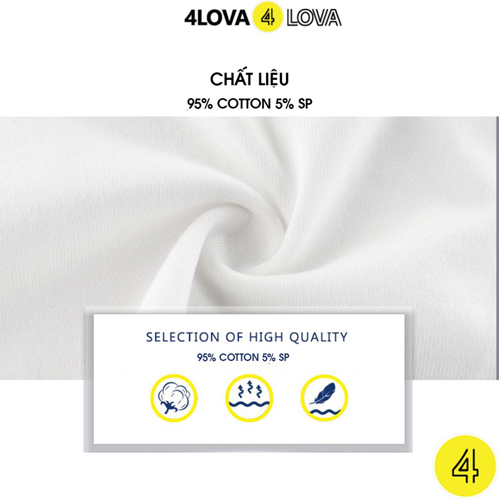 Áo thun cộc tay cho bé trai bé gái 4LOVA chất cotton co giãn phối màu tay kiểu dáng basic từ 8 - 27kg hàng chính hãng