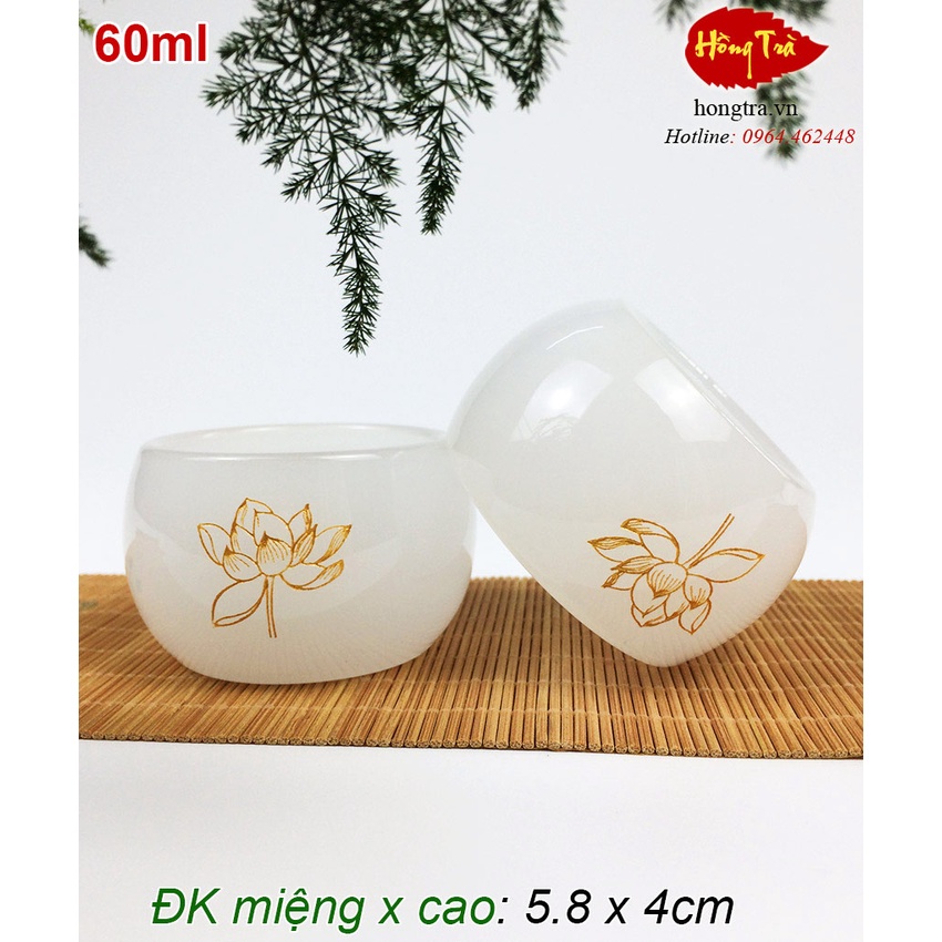 Chén ngọc họa tiết sen CS84