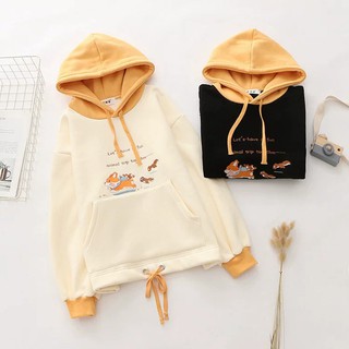 Áo hoodie Nam Nữ phối nón, có dây rút ôm eo, in hình chú Sóc ngộ nghĩnh xinh xắn - Hot trend 2021