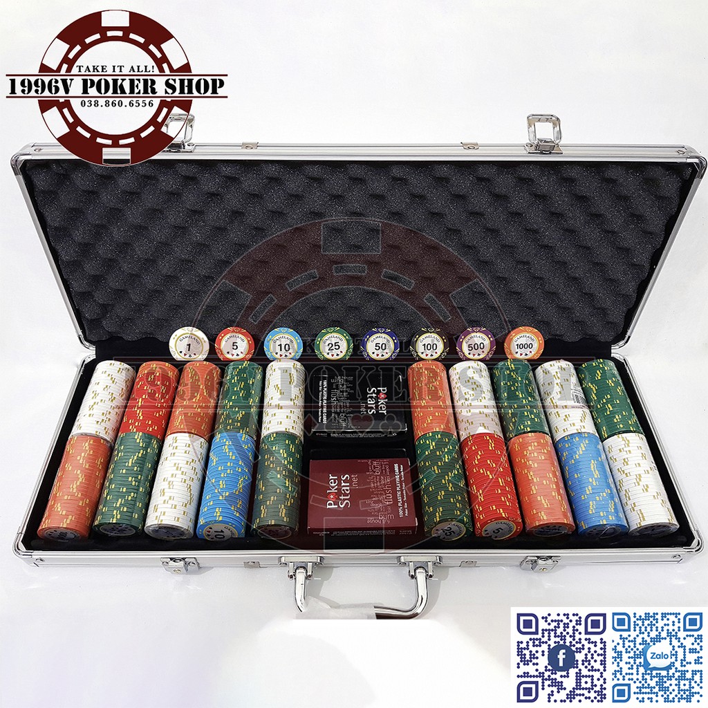 Chip Poker có số, phỉnh poker Gameland Diamond chip set Pocker đất nung - 1996V Poker Shop