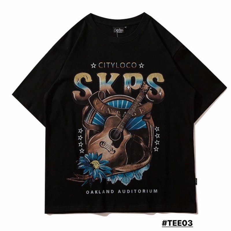Áo phông SKPS chuẩn hàng 100% Cotton form rộng in hình cây đàn