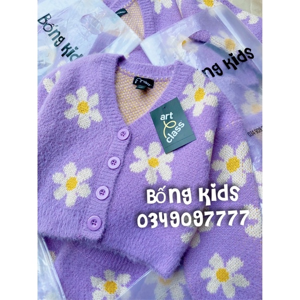 Áo Cardigan Lông Thỏ Bé Gái Hoa Tím Art Class(cắt tag)