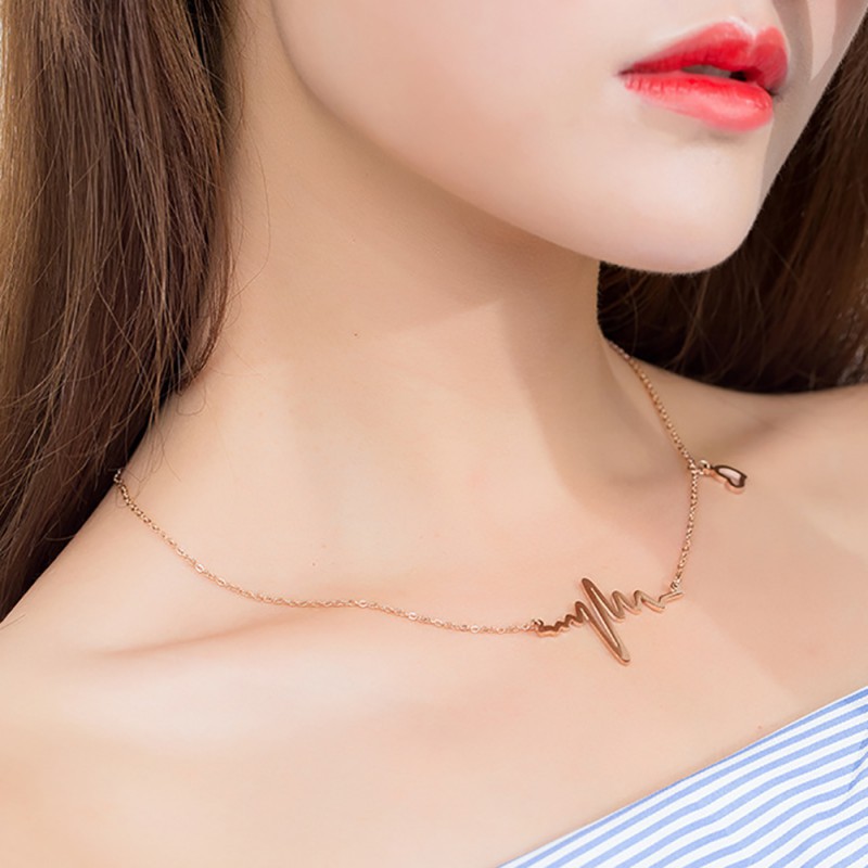 Dây chuyền nữ mặt hình ECG và trái tim xinh xắn