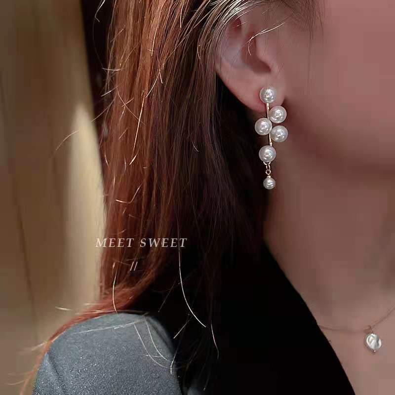 Bông Tai Mạ Bạc 925 Đính Ngọc Trai Đơn Giản Thời Trang Cho Nữ