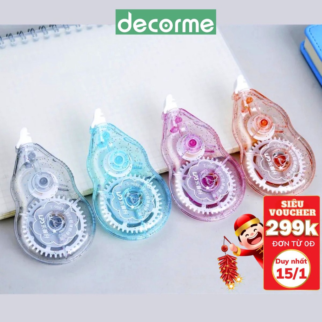 Bút xóa kéo kim tuyến LPS DecorMe phong cách tối giản phụ kiện văn phòng phẩm size 12m