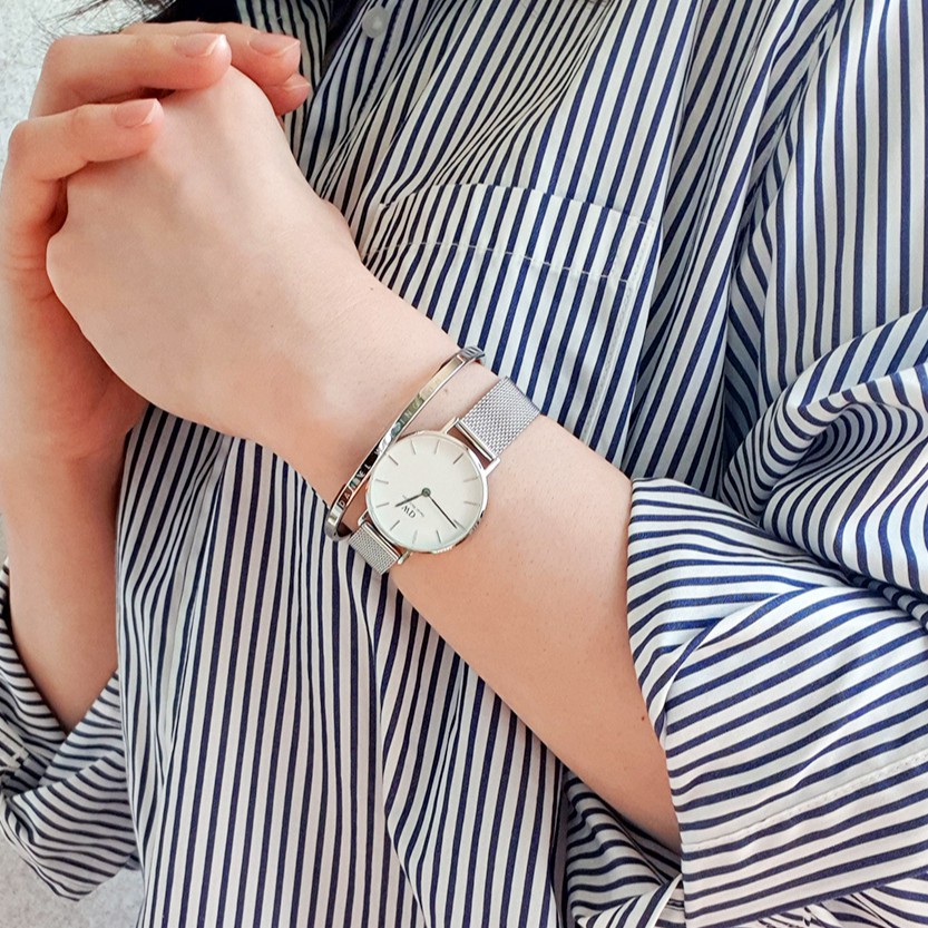 [𝐆𝐈𝐅𝐓 𝐒𝐄𝐓]Đồng Hồ Nữ Daniel Wellington Classic Petite Sterling White & Vòng Tay DW Cuff Chính Hãng - OtisWatch