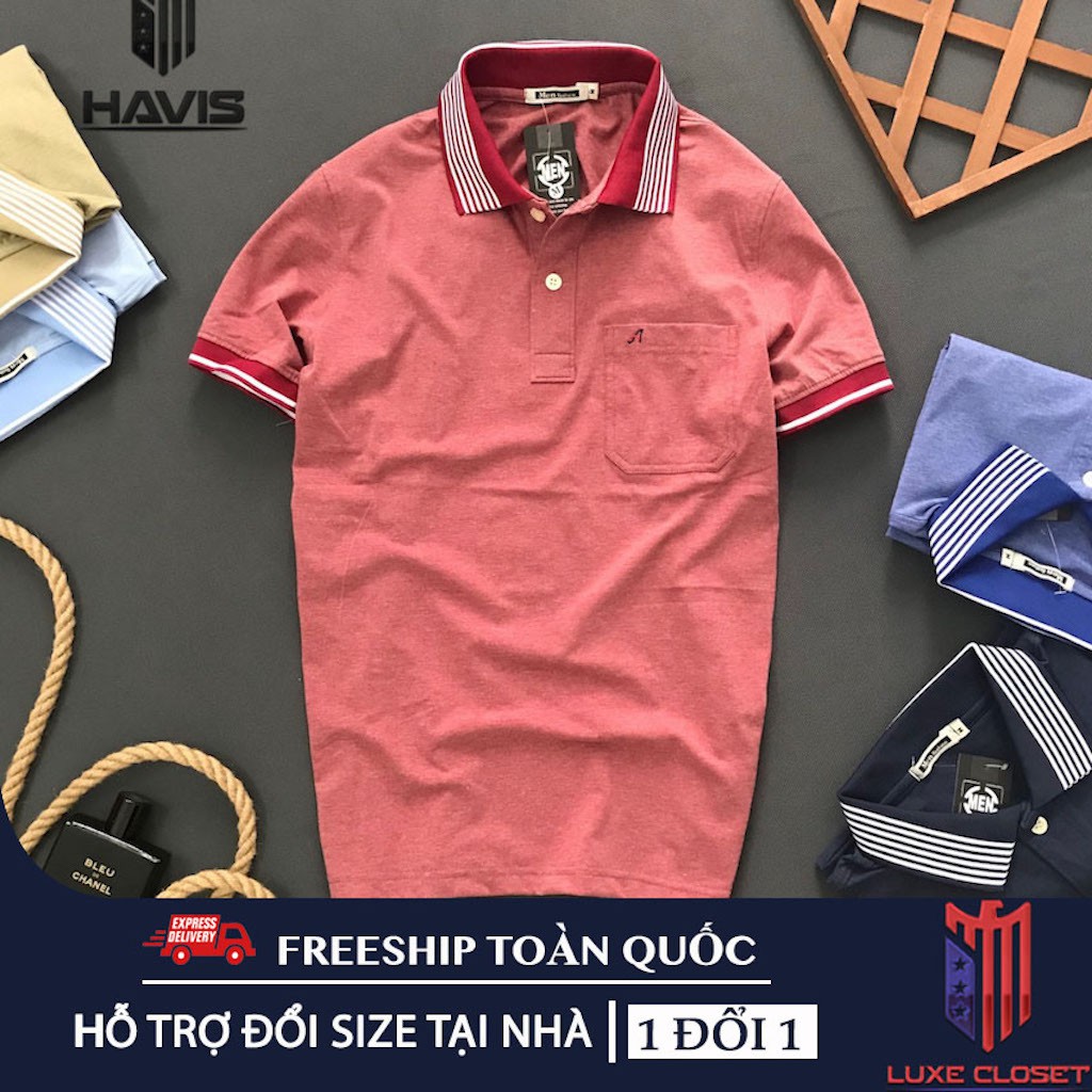 Áo nam cổ bẻ Havis phối túi và sọc cổ thời trang cao cấp ASTD063